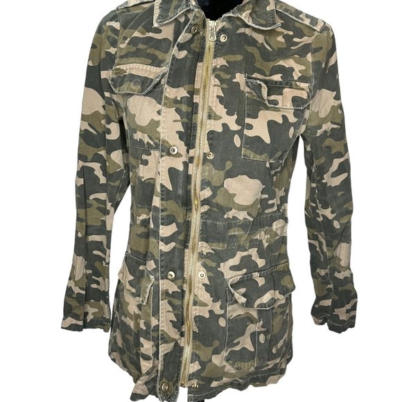 Forever 21 Jacket Womens Small Green Camo Military Outdoor Jacket Hiking Coat - Picture 8 of 15